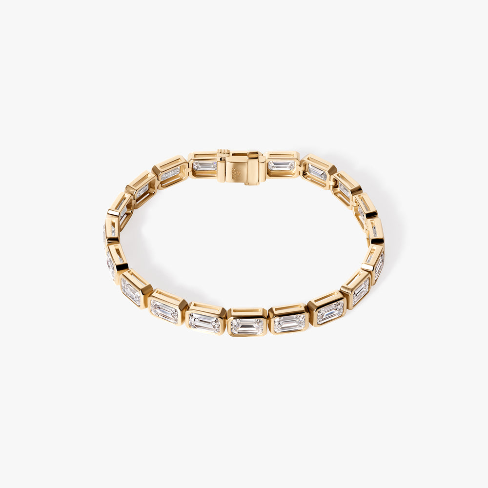 Emerald Diamond East West Bezel Tennis Bracelet