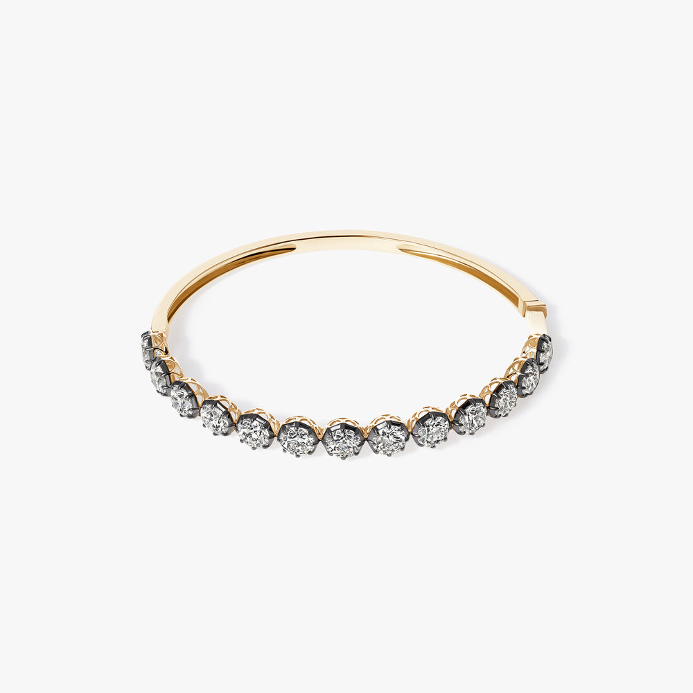 Round Diamond Black Rhodium Halfway Bangle