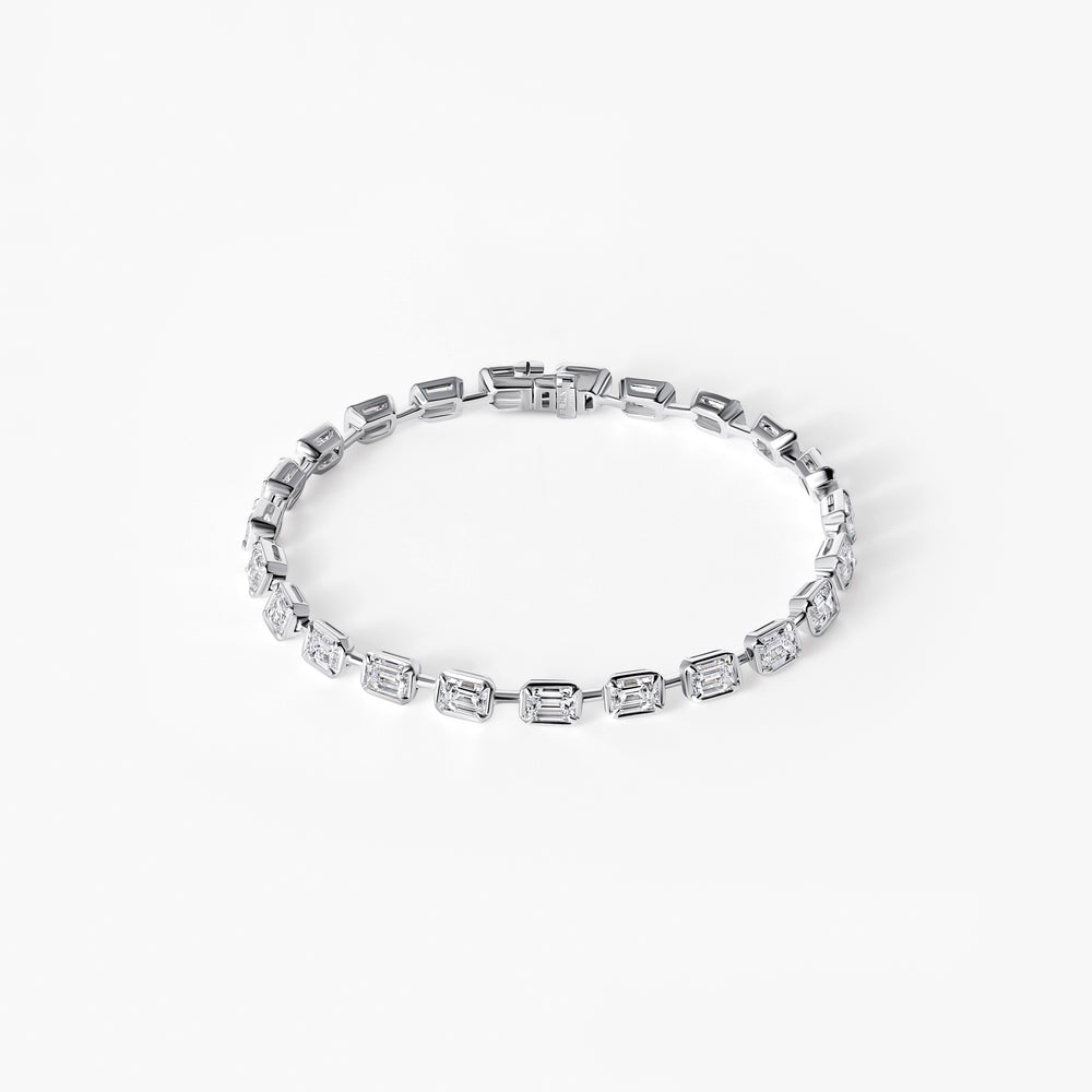 Emerald Diamond Bezel Link Tennis Bracelet