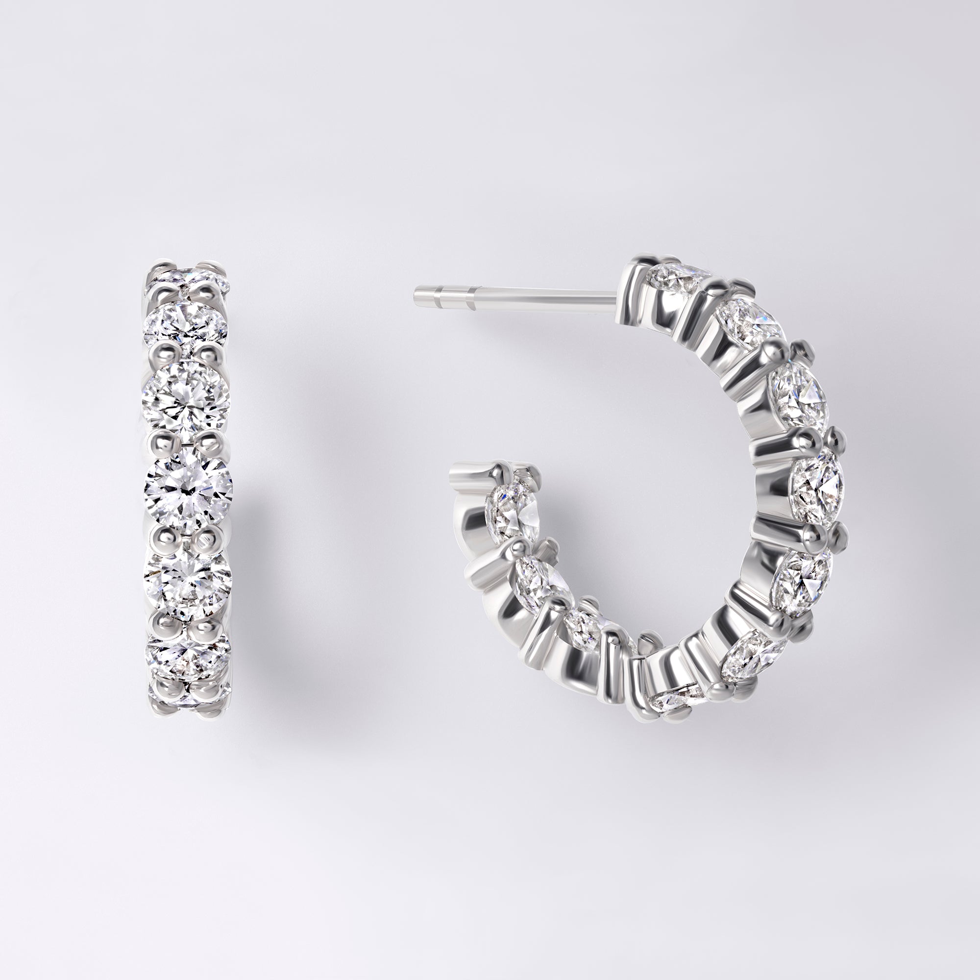 Diamond Classics Lab Grown Inside Out "C" Hoop (4CTW), White Gold