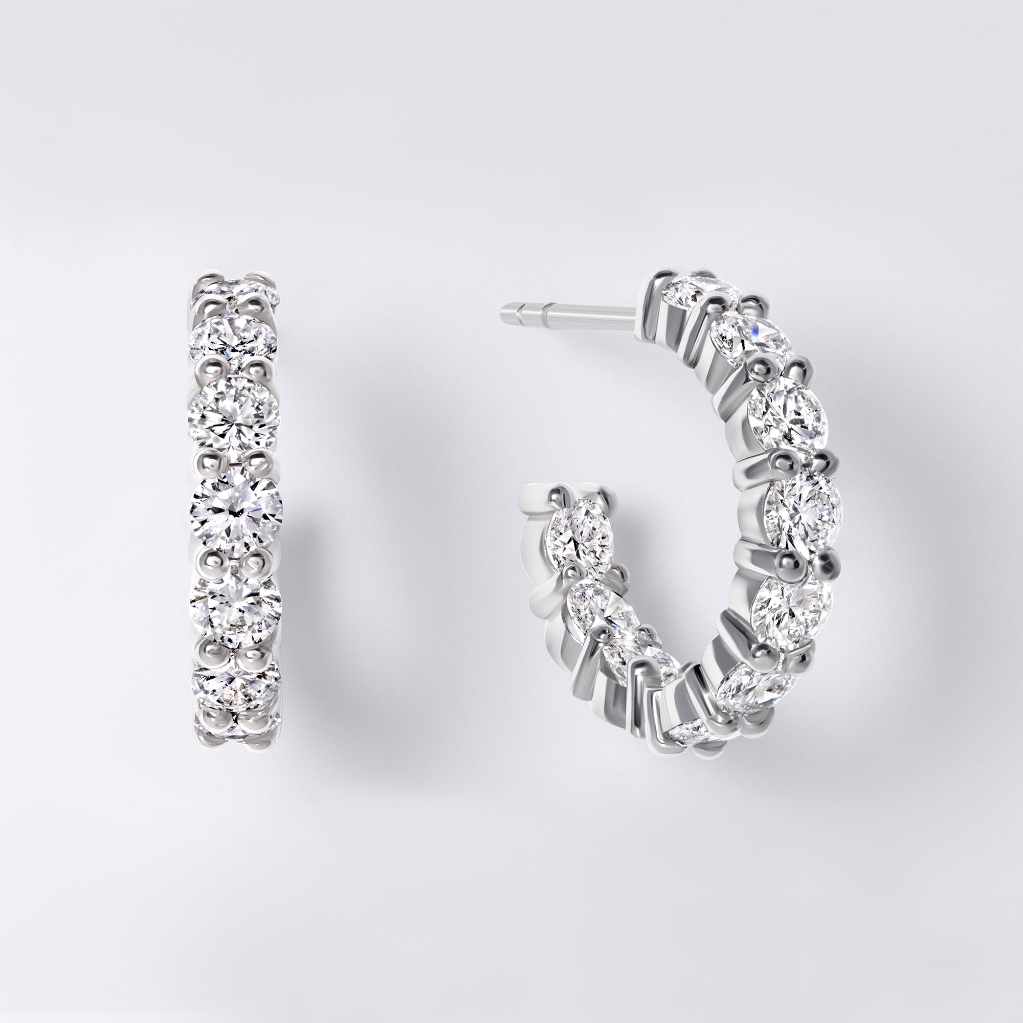 Diamond Classics Lab Grown Inside Out "C" Hoop (4CTW), White Gold