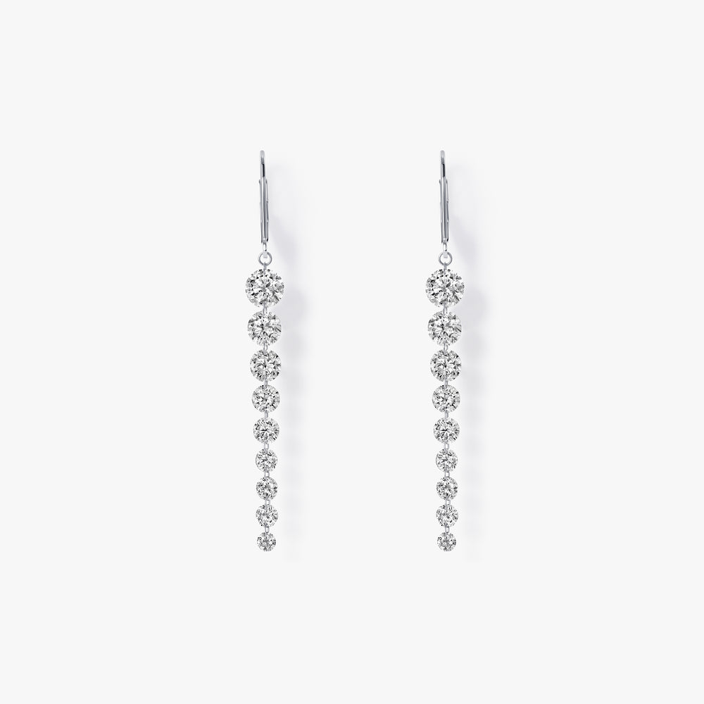 Graduated Round Drilled Diamond Drop Earrings