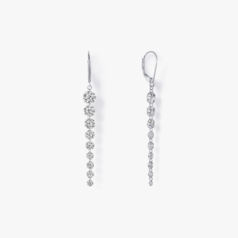 Graduated Round Drilled Diamond Drop Earrings