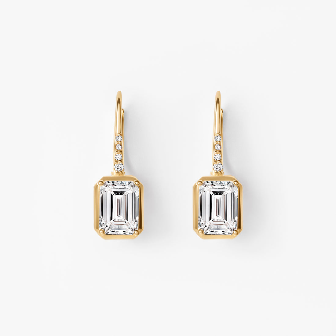 Emerald Diamond Pavé Bezel Leverback Earrings