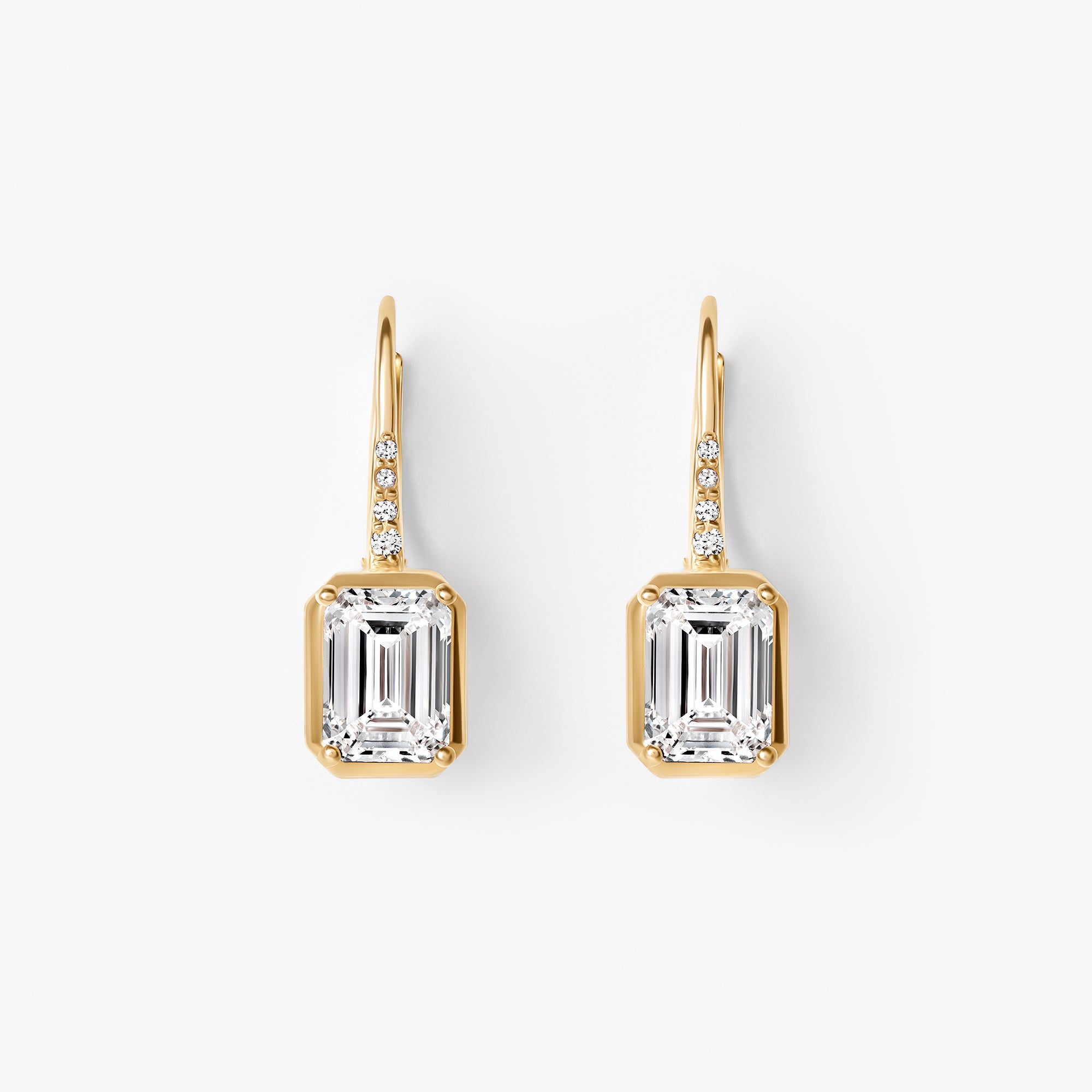 Emerald Diamond Pavé Bezel Leverback Earrings