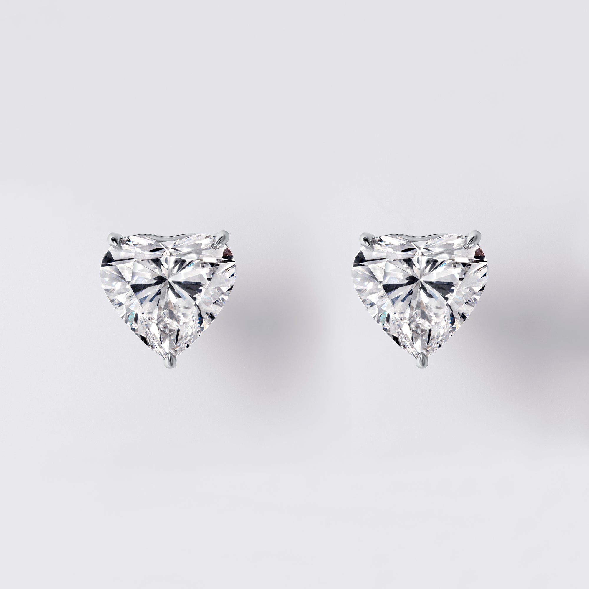 Heart Shaped Diamond Studs (4CTW), White Gold