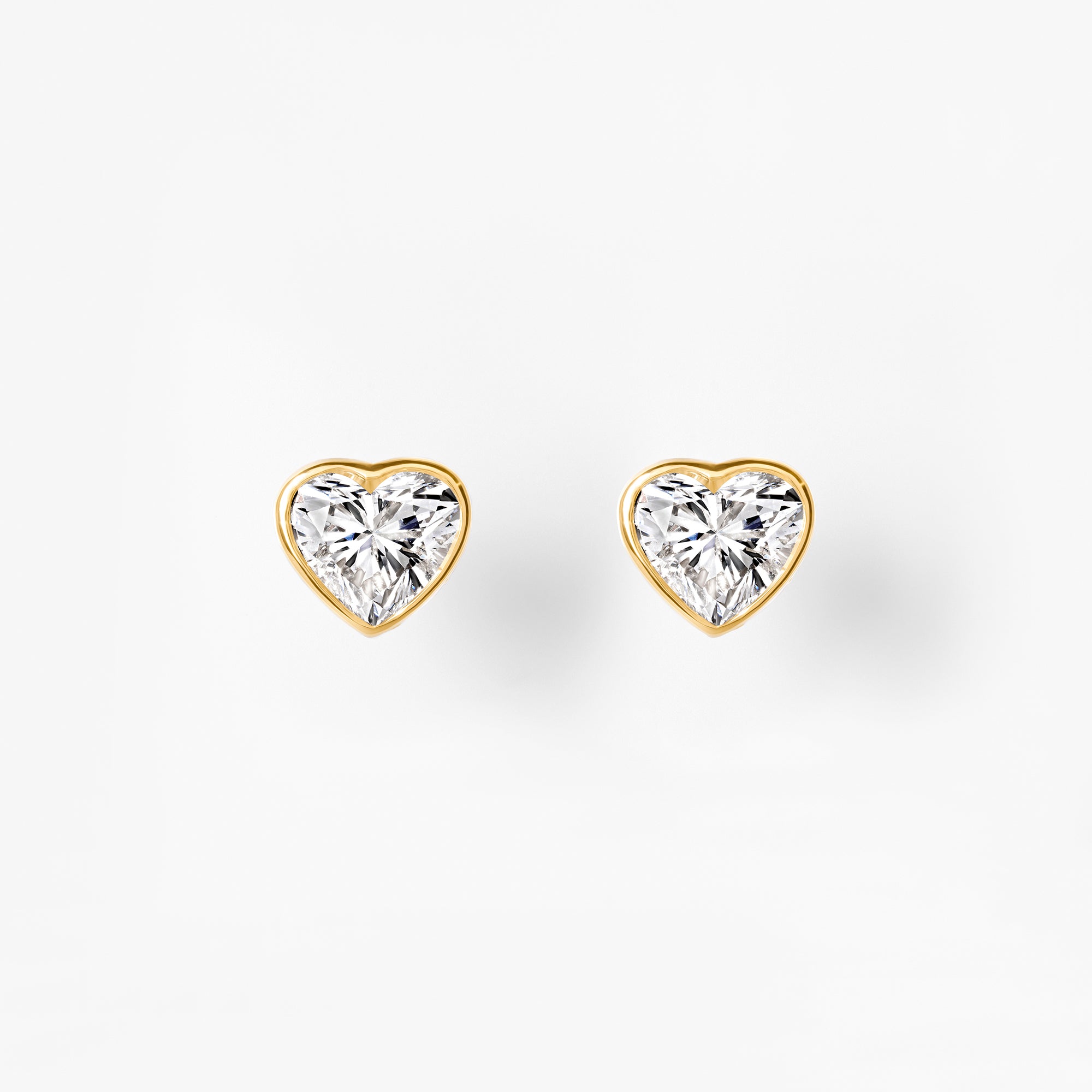Heart Diamond Bezel Set Stud Earrings