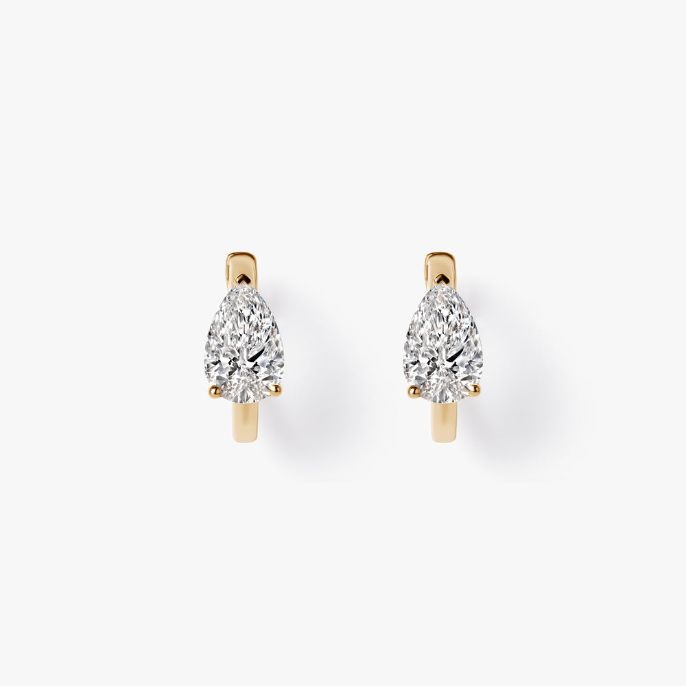 Pear Diamond Solitaire Huggie Earring