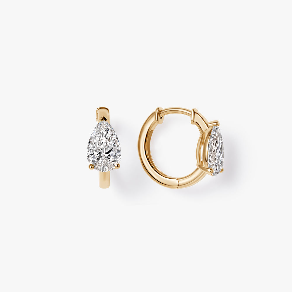 Pear Diamond Solitaire Huggie Earring