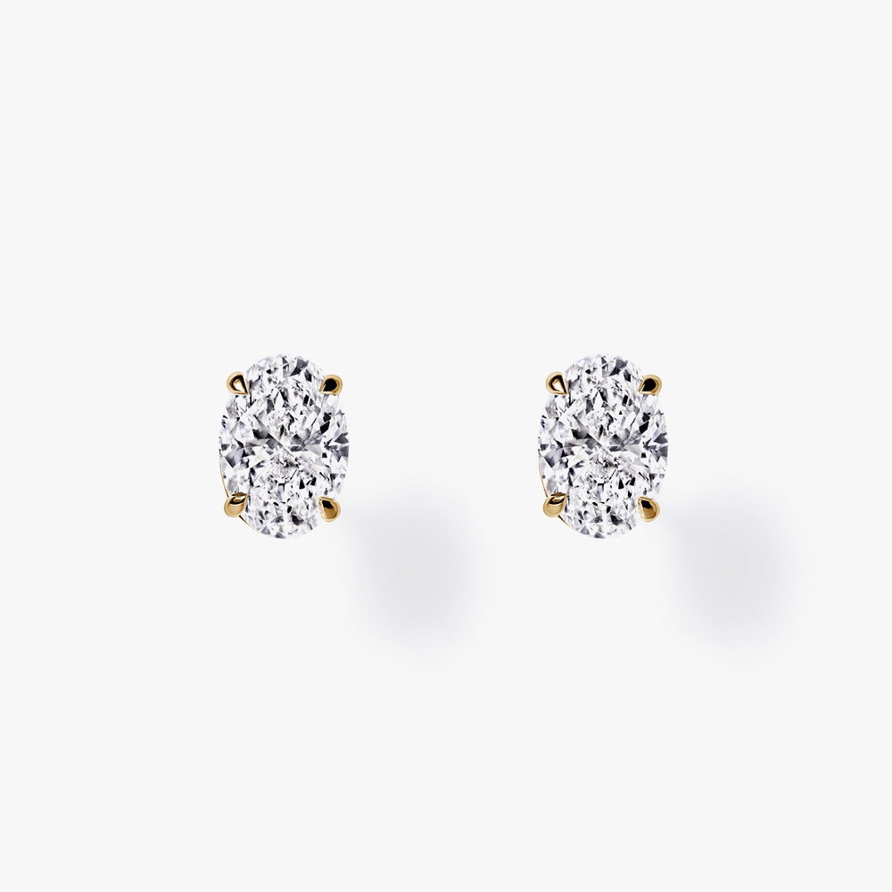 Oval Diamond Prong Set Stud Earrings