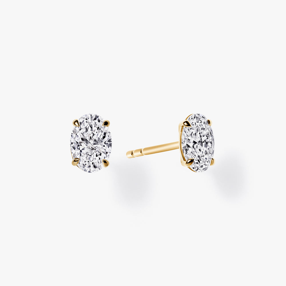 Oval Diamond Prong Set Stud Earrings