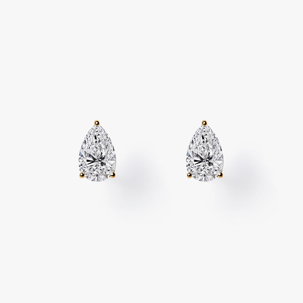 Pear Diamond Prong Set Stud Earrings