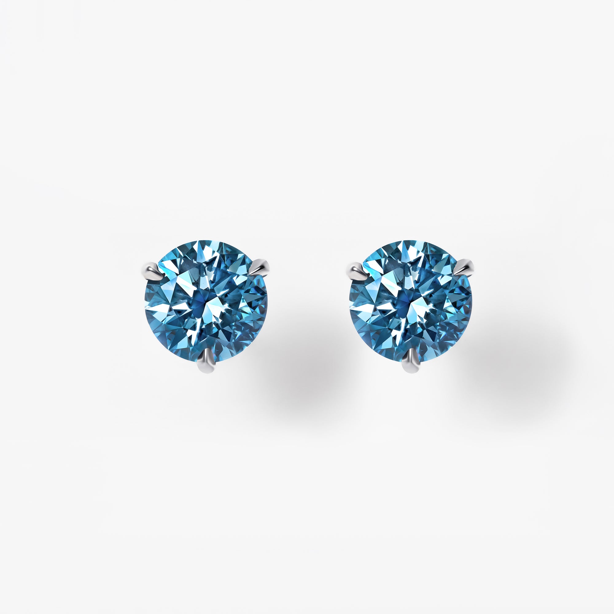 Fancy Intense Blue Round Diamond Martini Stud Earrings