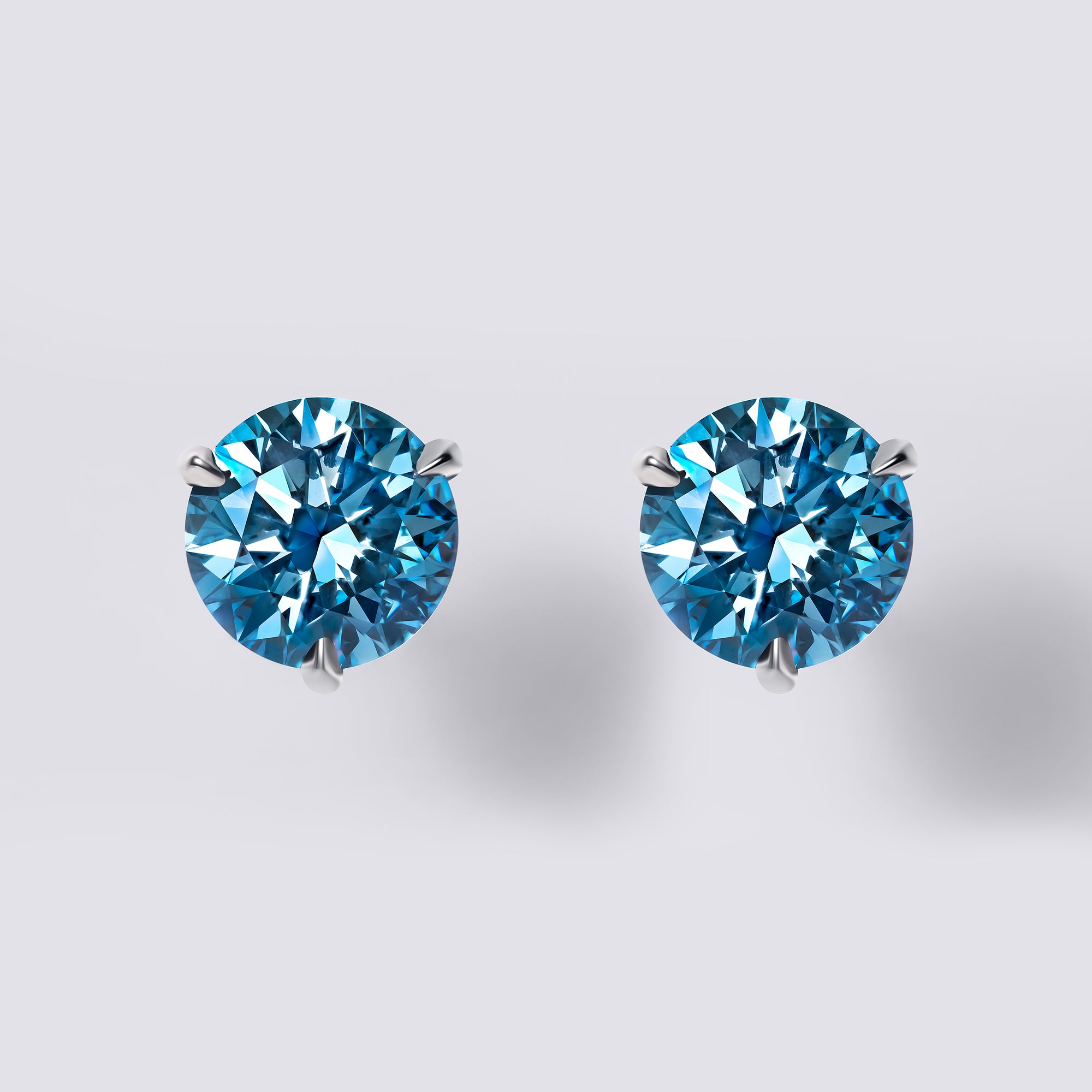 Fancy Intense Blue Round Diamond Martini Stud Earrings
