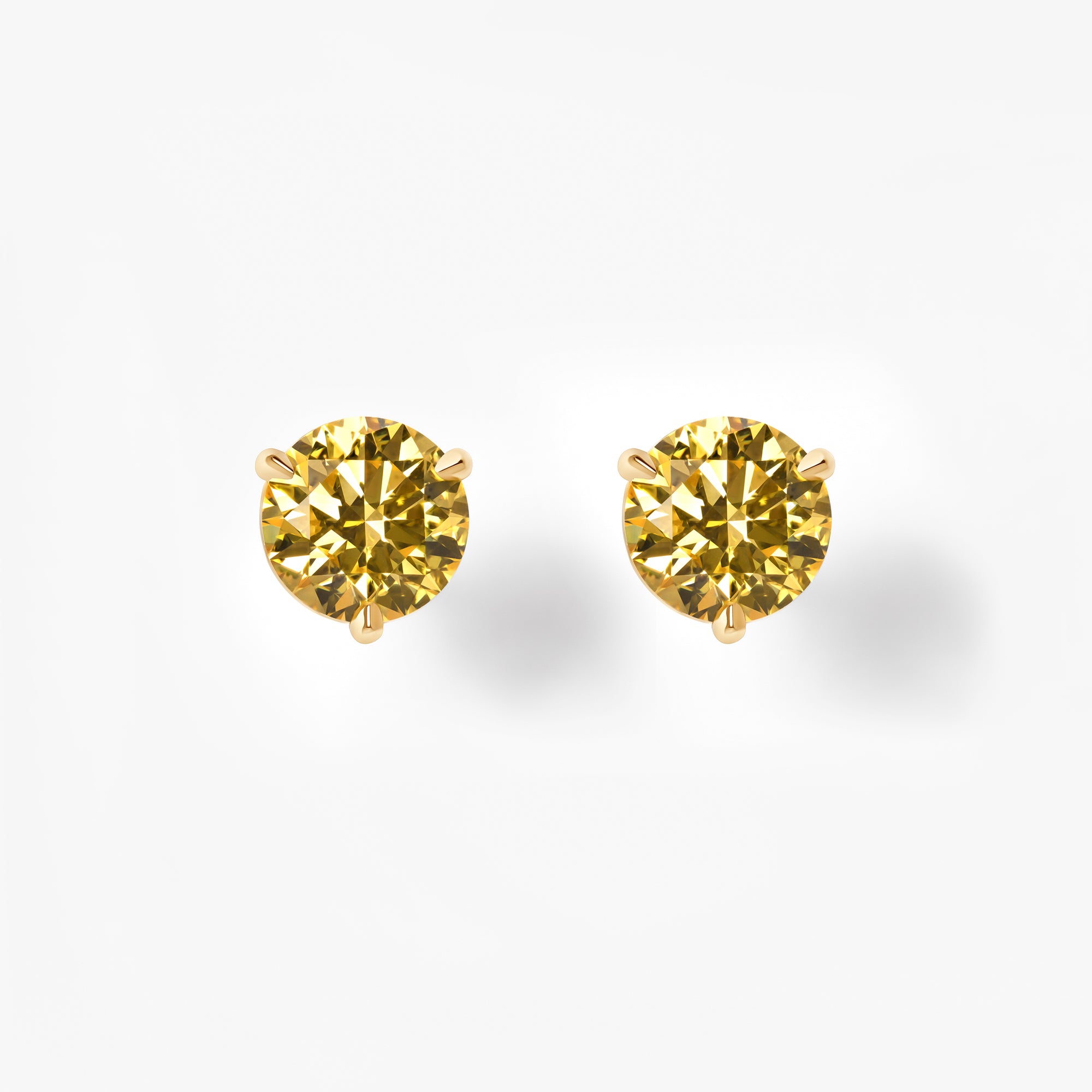 Fancy Vivid Yellow Round Diamond Martini Stud Earrings