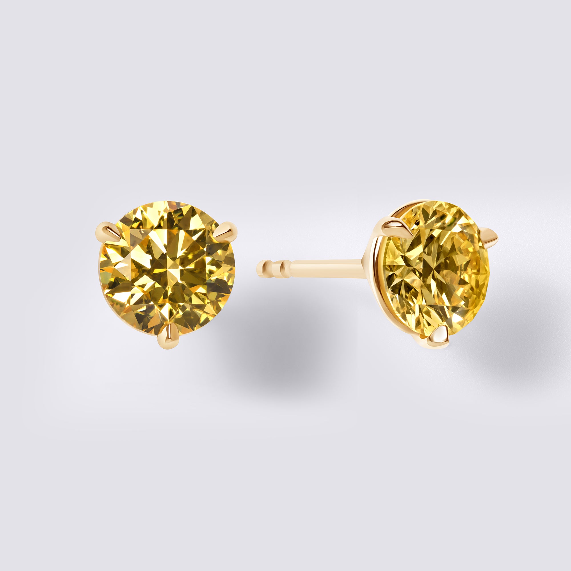 Fancy Vivid Yellow Round Diamond Martini Stud Earrings