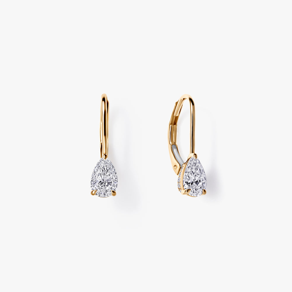 Pear Diamond Leverback Drop Earrings