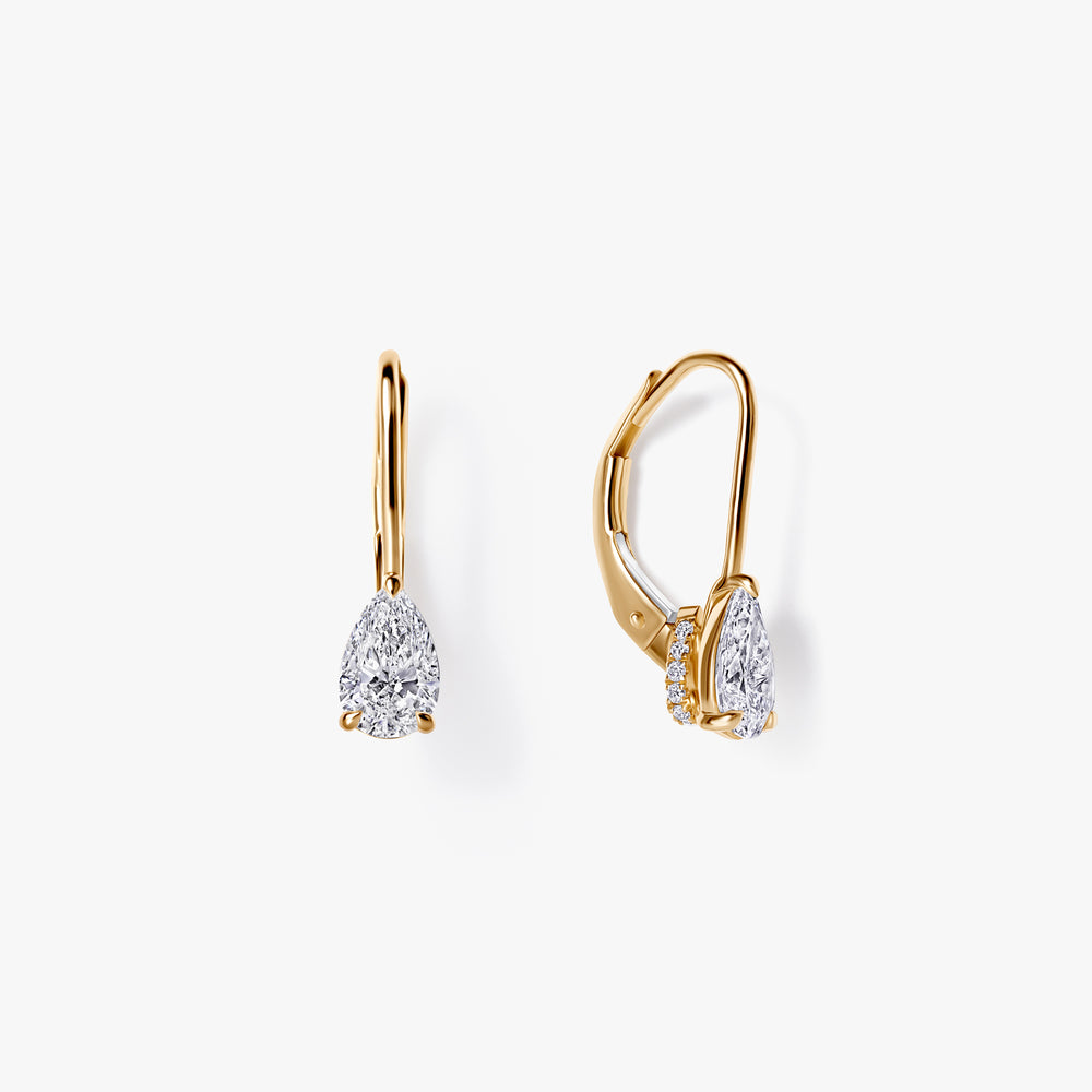 Pear Diamond Leverback Drop Earrings