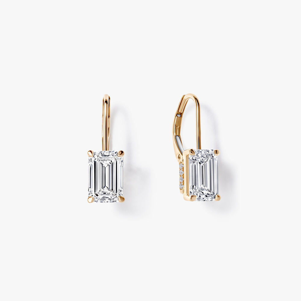 Emerald Diamond Leverback Drop Earrings