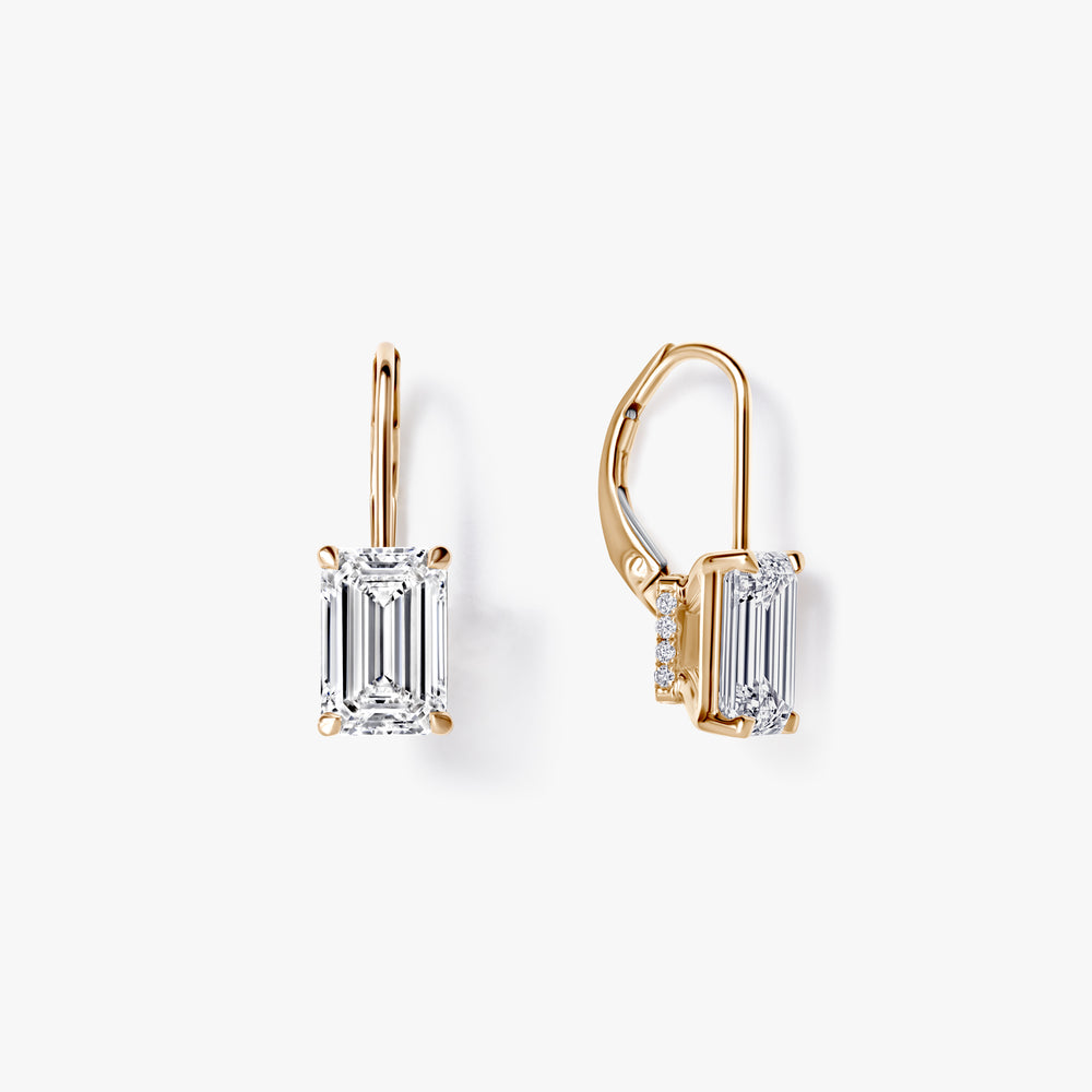 Emerald Diamond Leverback Drop Earrings