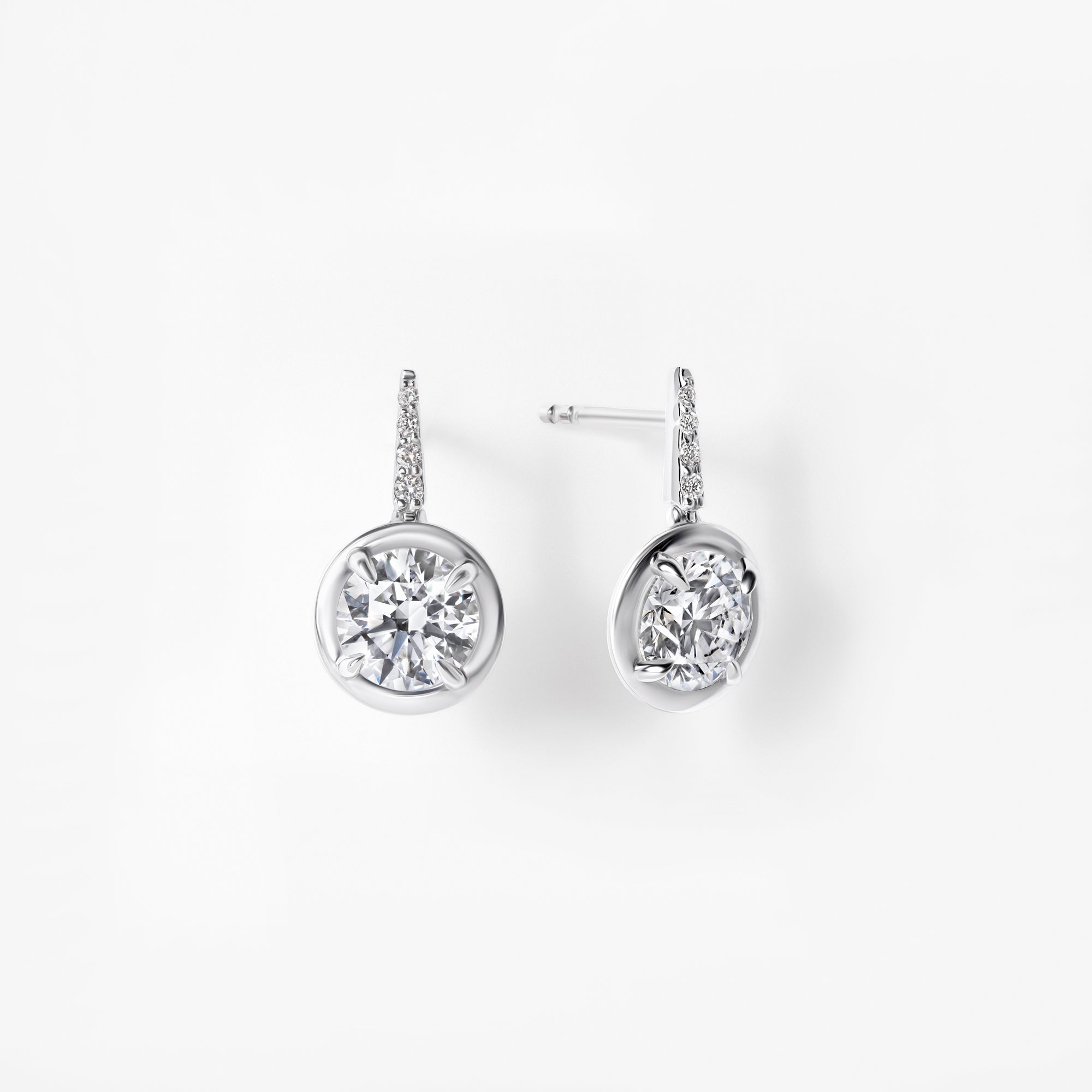 Round Diamond Pavé Wire Drop Earrings