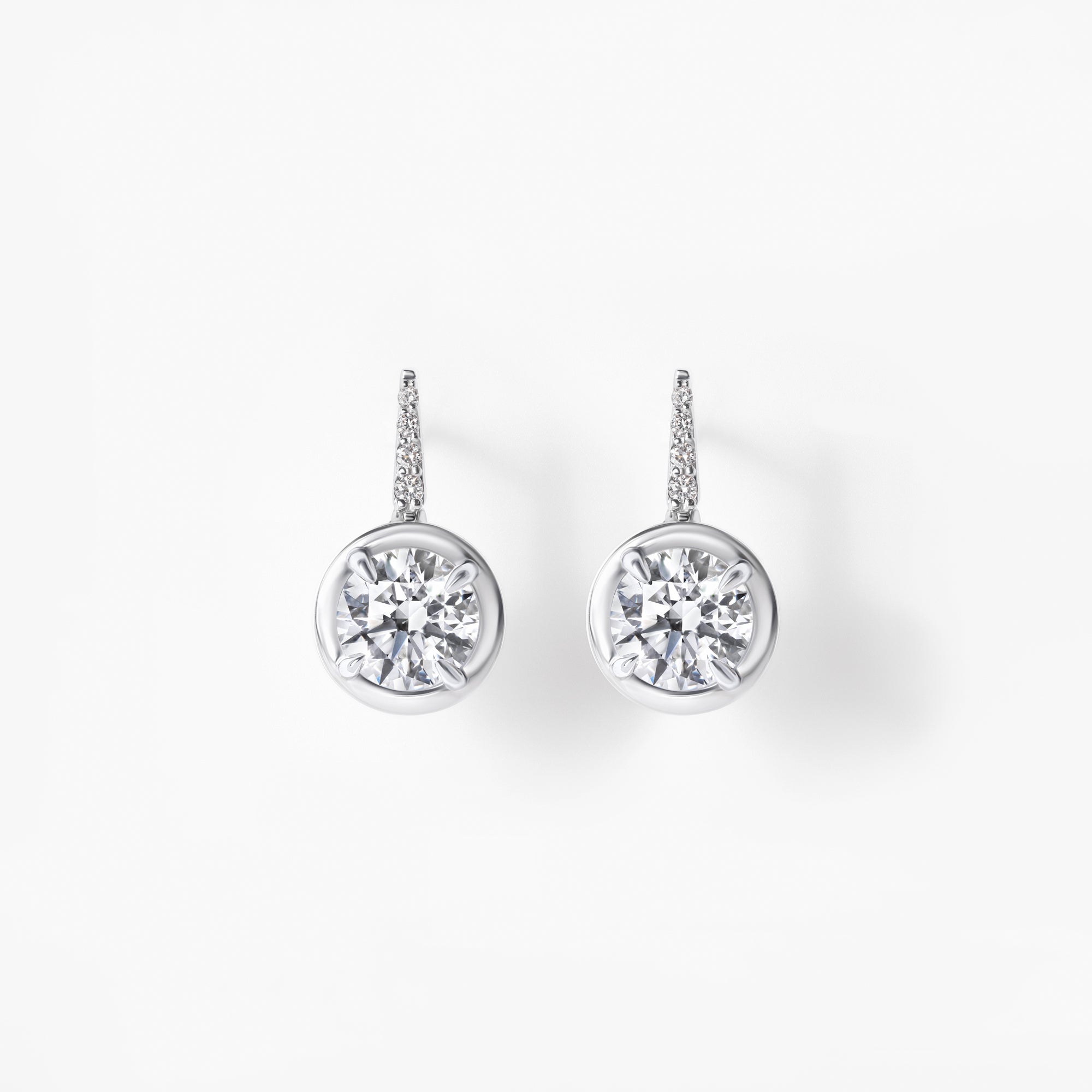 Round Diamond Pavé Wire Drop Earrings