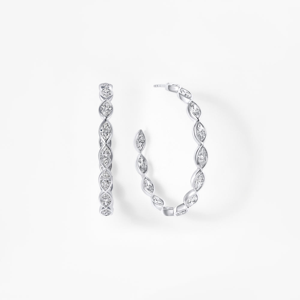 Marquise Diamond Inside Out 38mm "C" Hoop Earrings