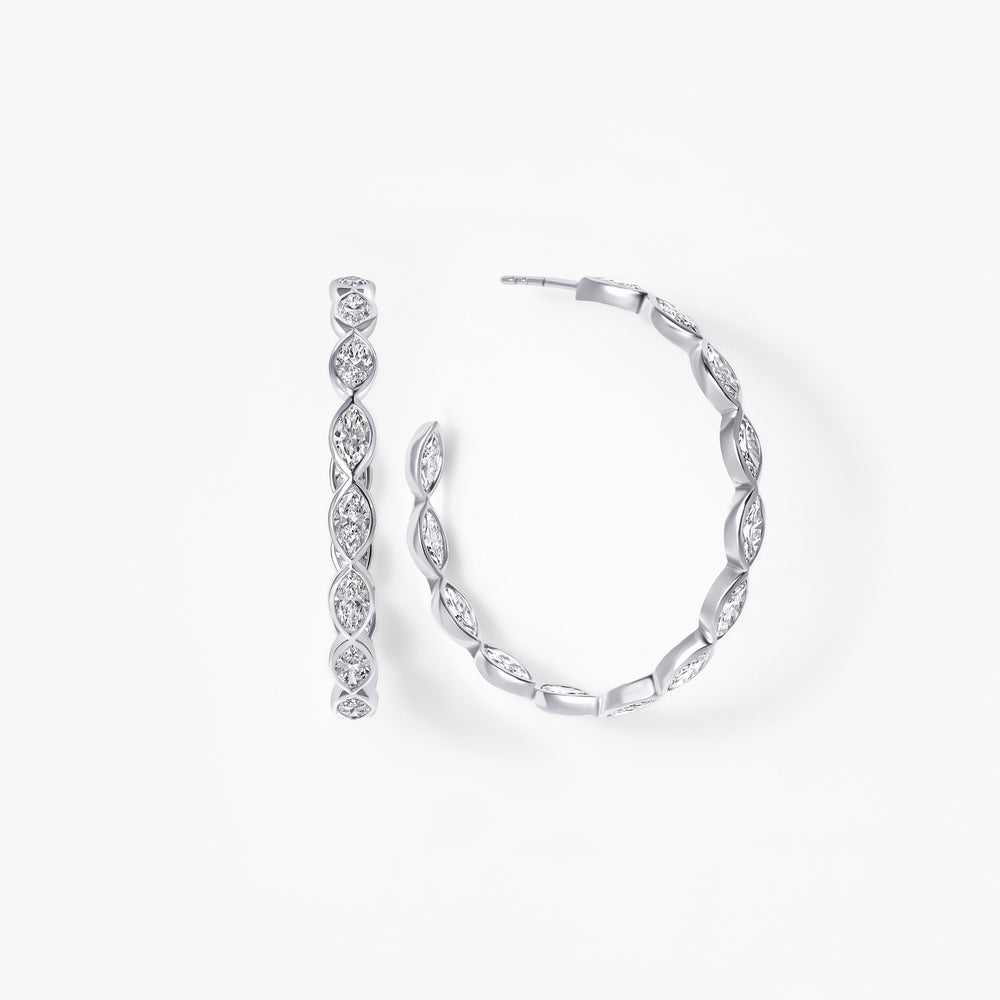 Marquise Diamond Inside Out 38mm "C" Hoop Earrings