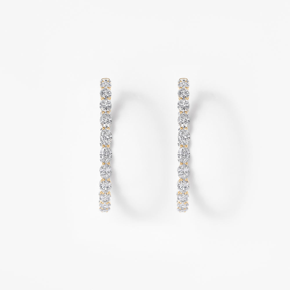 Oval Diamond Inside Out 44mm Hoop Earrings