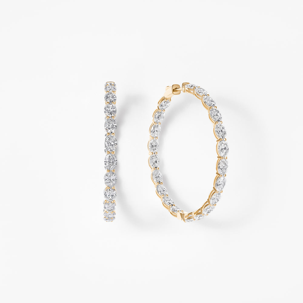 Oval Diamond Inside Out 44mm Hoop Earrings
