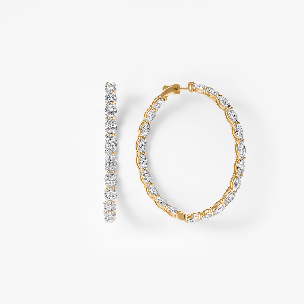 Oval Diamond Inside Out 44mm Hoop Earrings