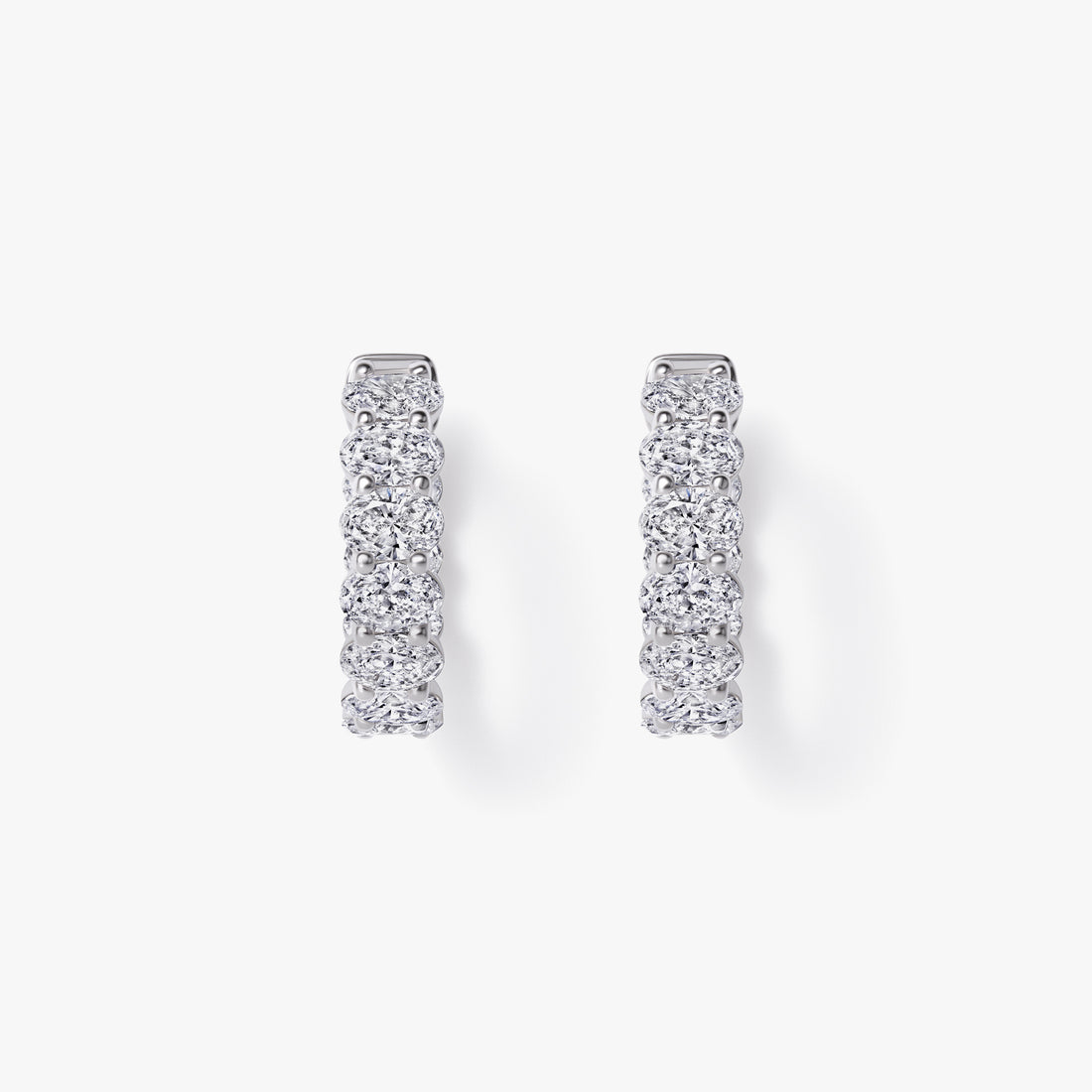 Oval Diamond Inside Out Huggie Earrings