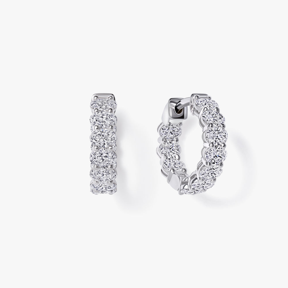 Oval Diamond Inside Out Huggie Earrings