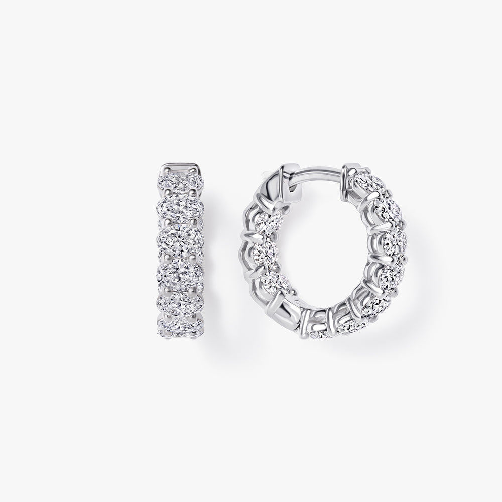 Oval Diamond Inside Out Huggie Earrings