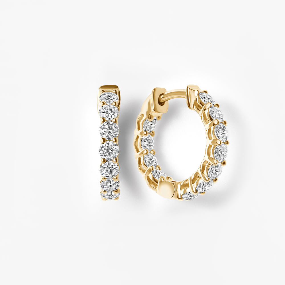 Round Diamond Petite Inside Out Hoop Earrings