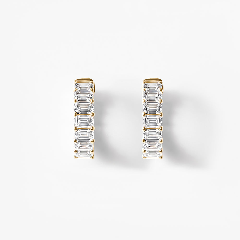 Emerald Diamond East West Inside Out Huggie Earrings