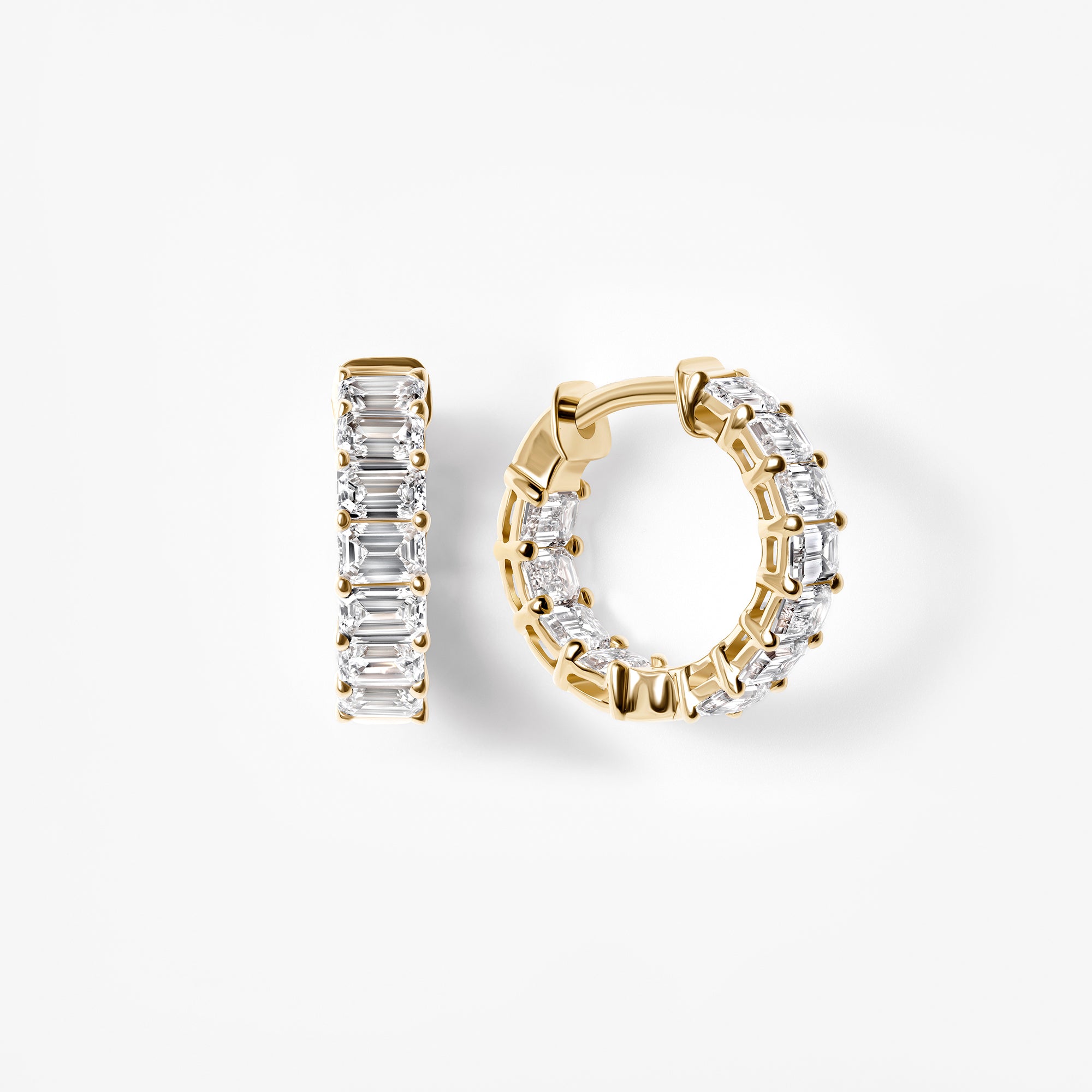 Emerald Diamond East West Inside Out Huggie Earrings