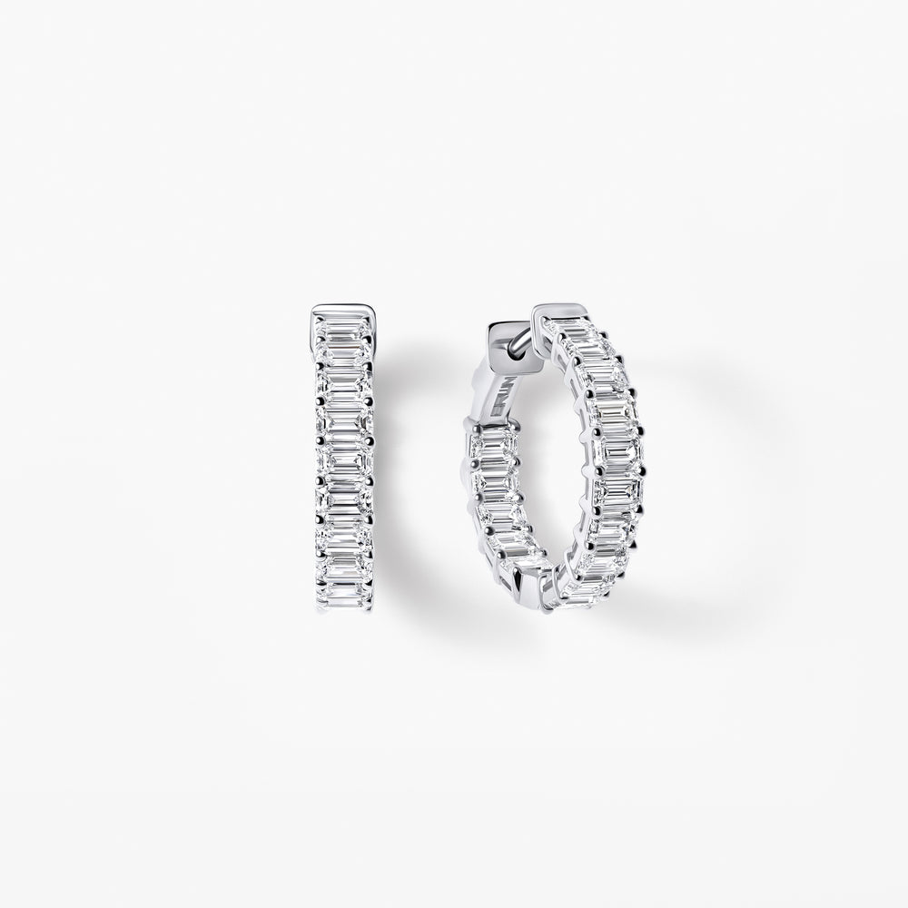 Emerald Diamond East West Inside Out Hoop Earrings