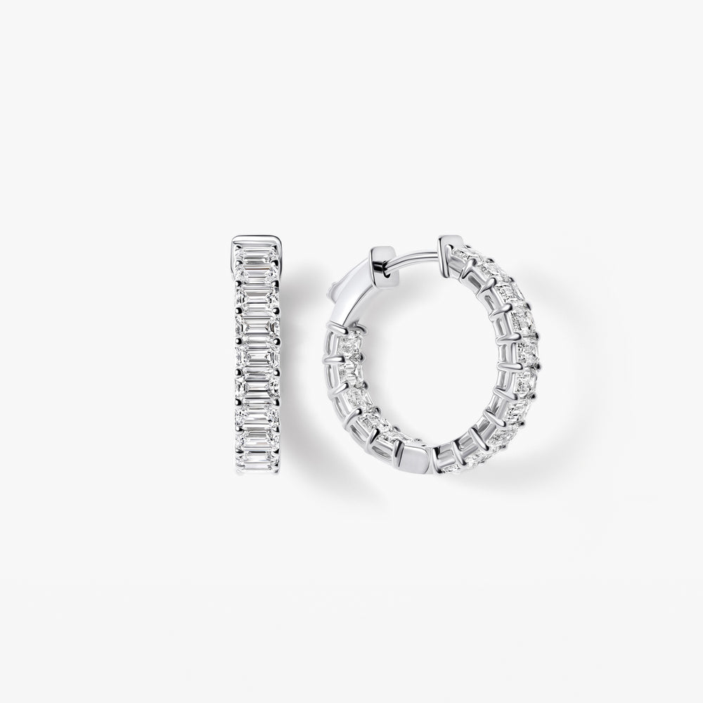 Emerald Diamond East West Inside Out Hoop Earrings