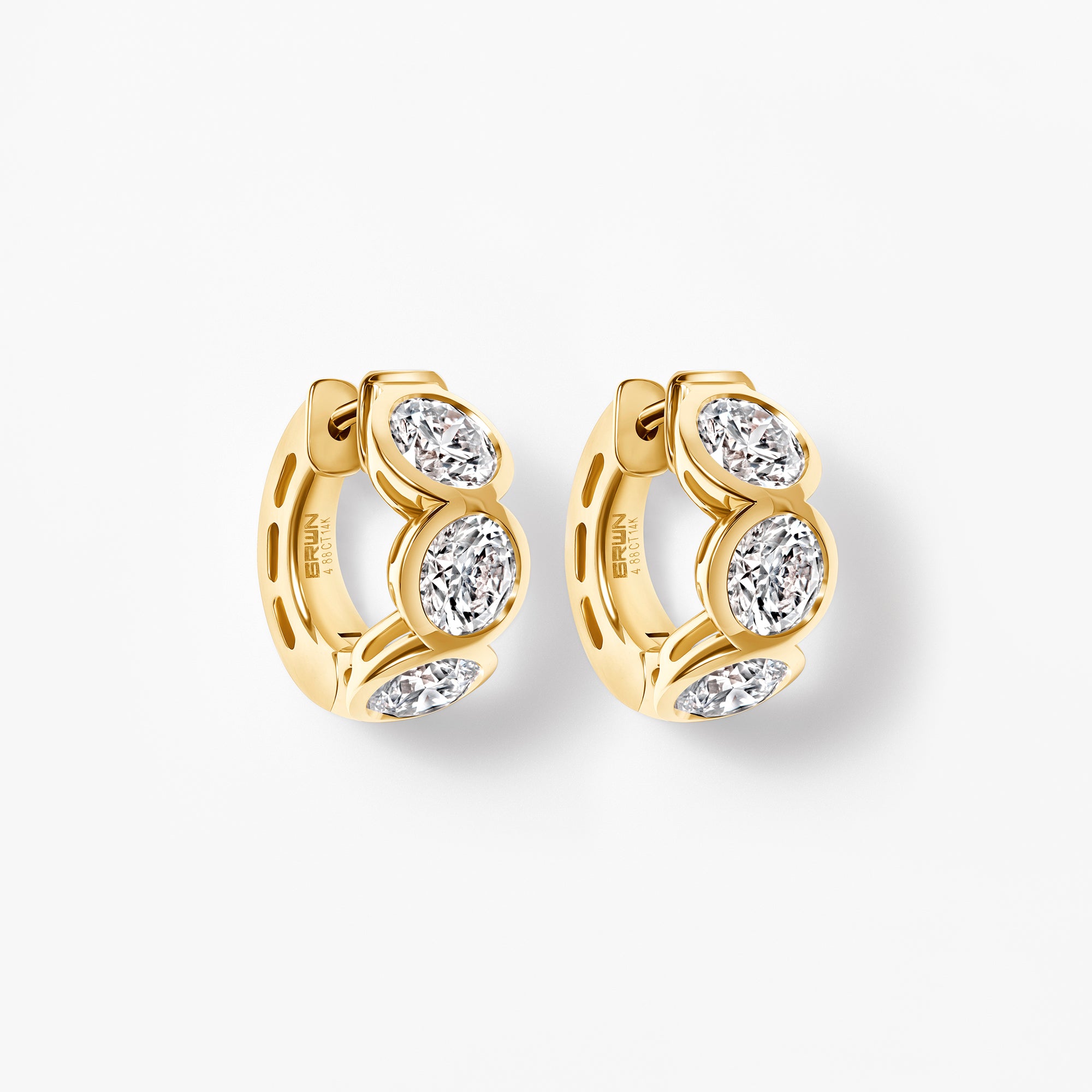 Round Diamond Bezel Set Huggie Earrings