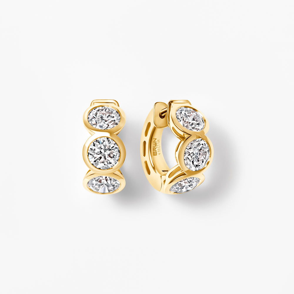 Round Diamond Bezel Set Huggie Earrings