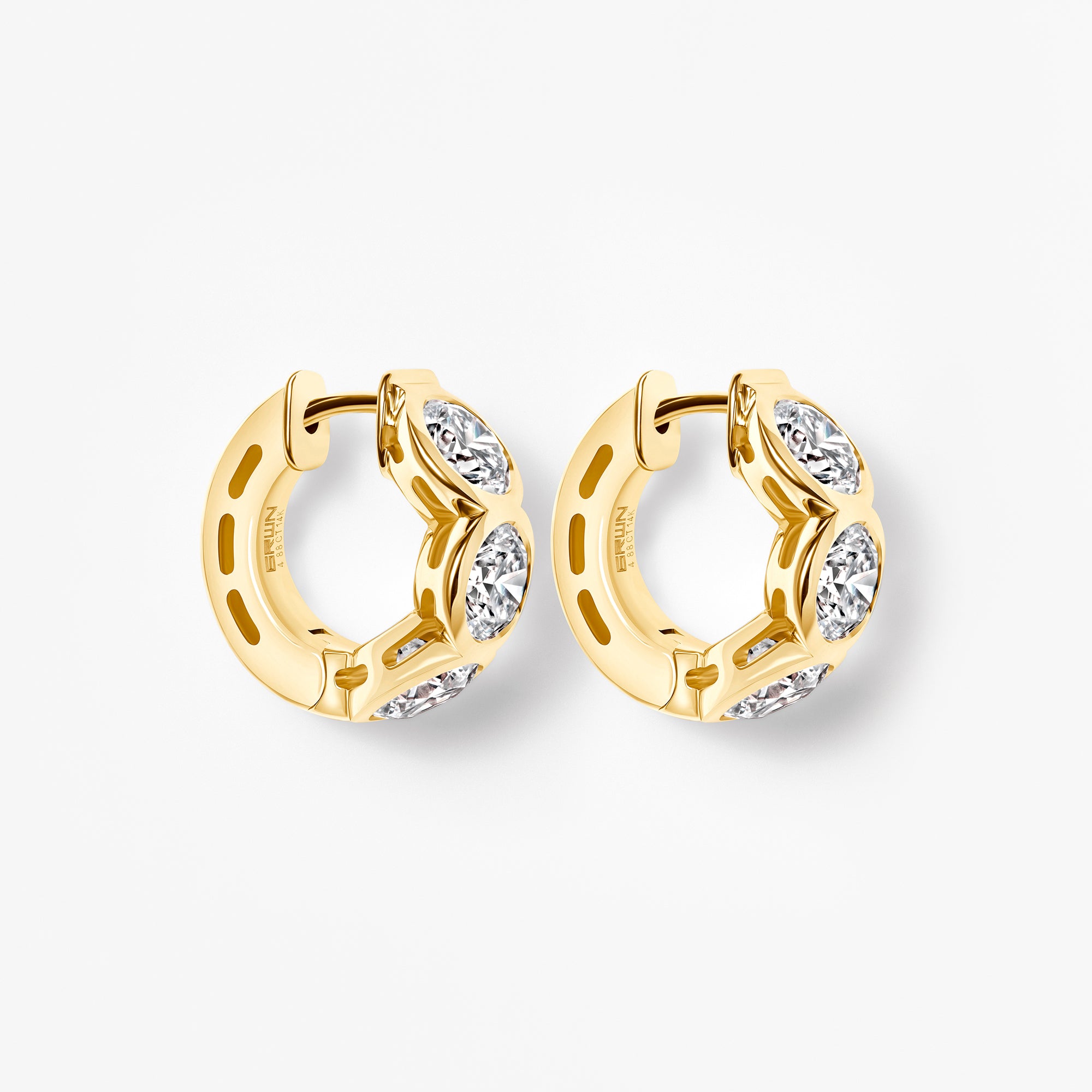 Round Diamond Bezel Set Huggie Earrings