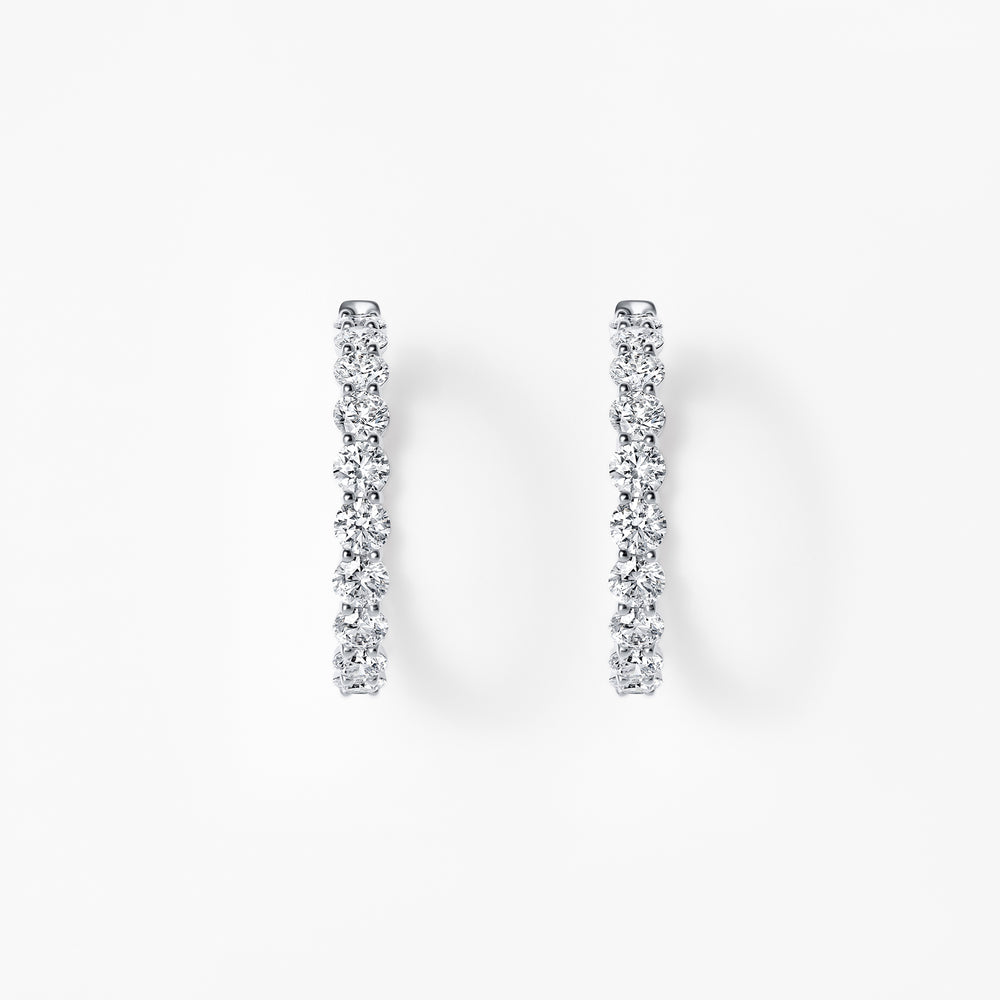 Round Diamond Inside Out 33mm Hoop Earrings