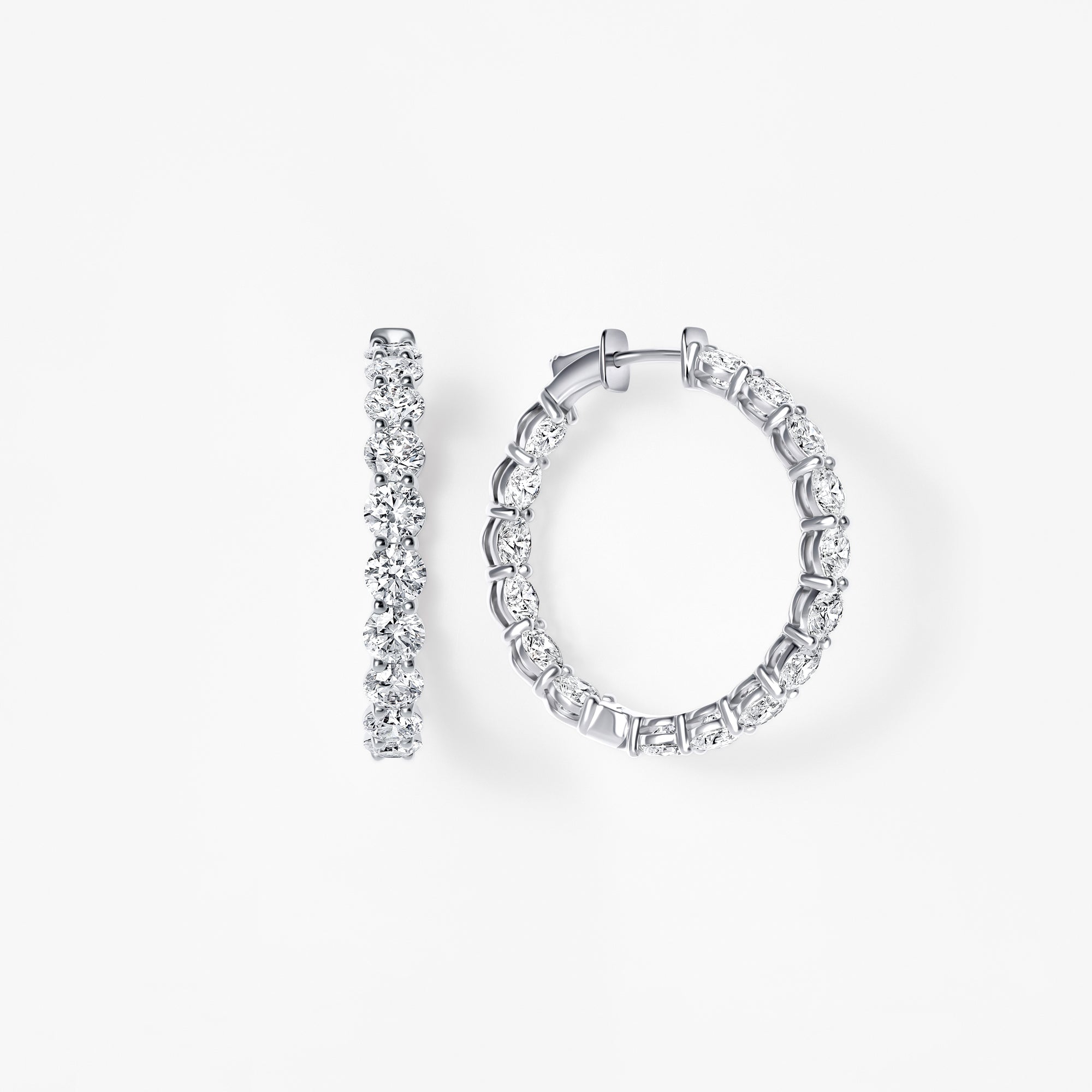 Round Diamond Inside Out 33mm Hoop Earrings