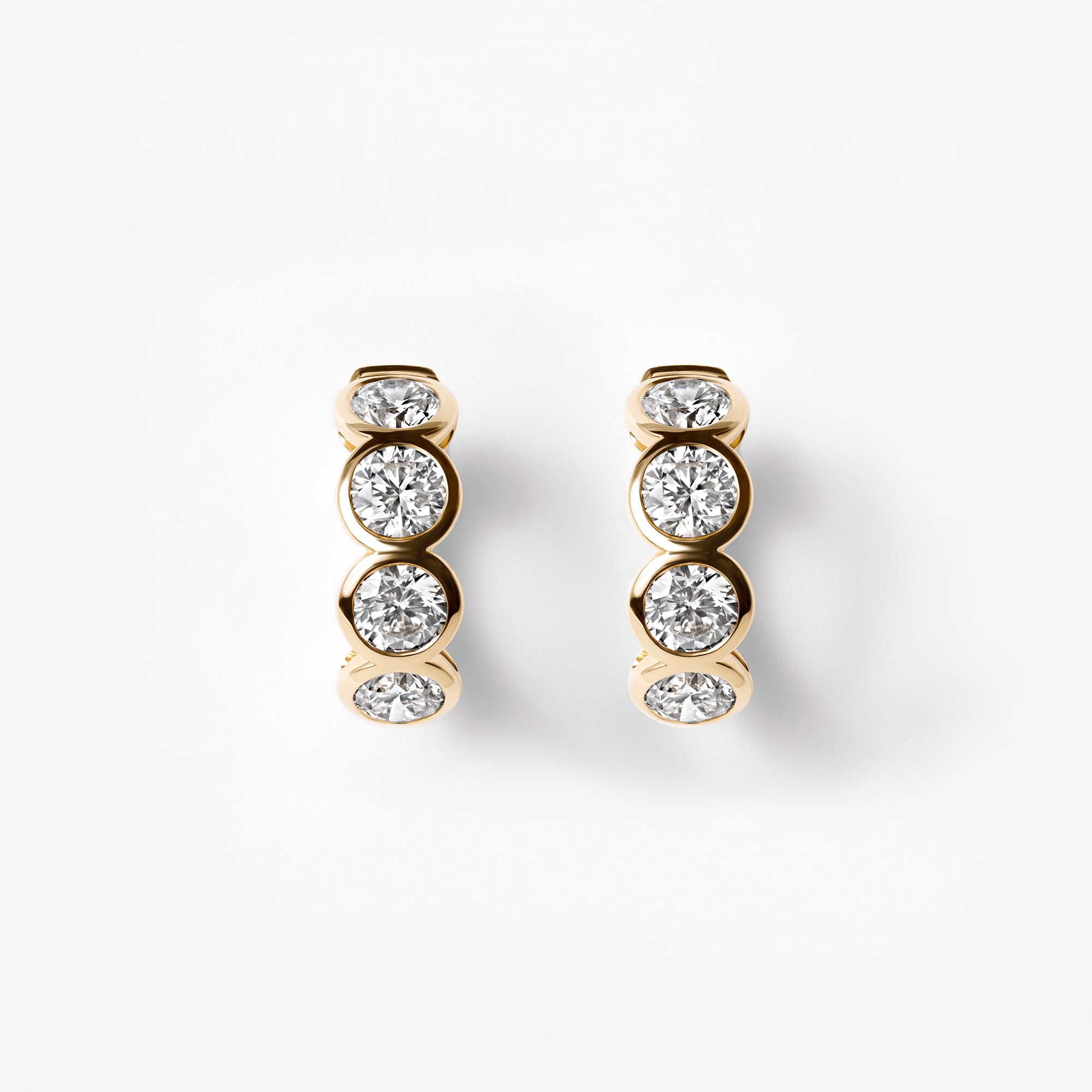 Round Diamond Petite Bezel Set Huggie Earrings