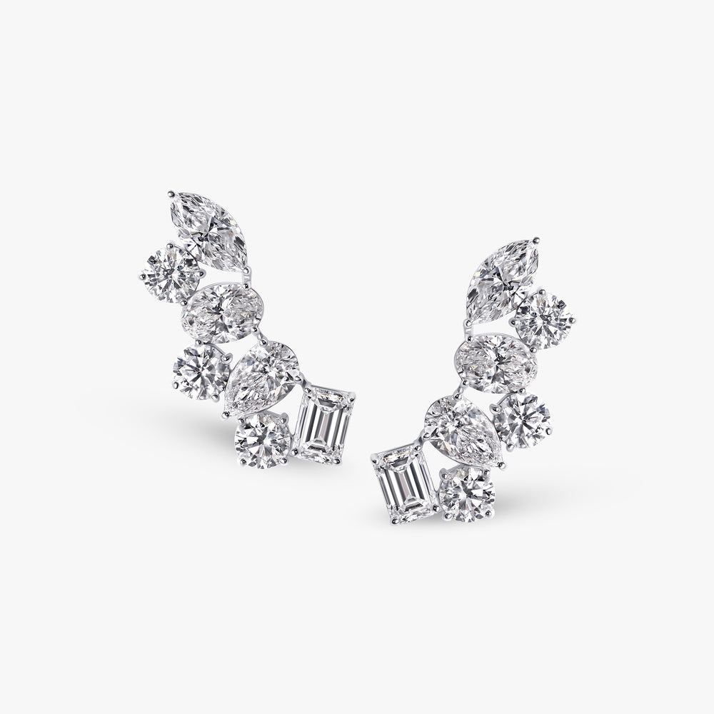 Mixed Shape Diamond Crawler Earrings