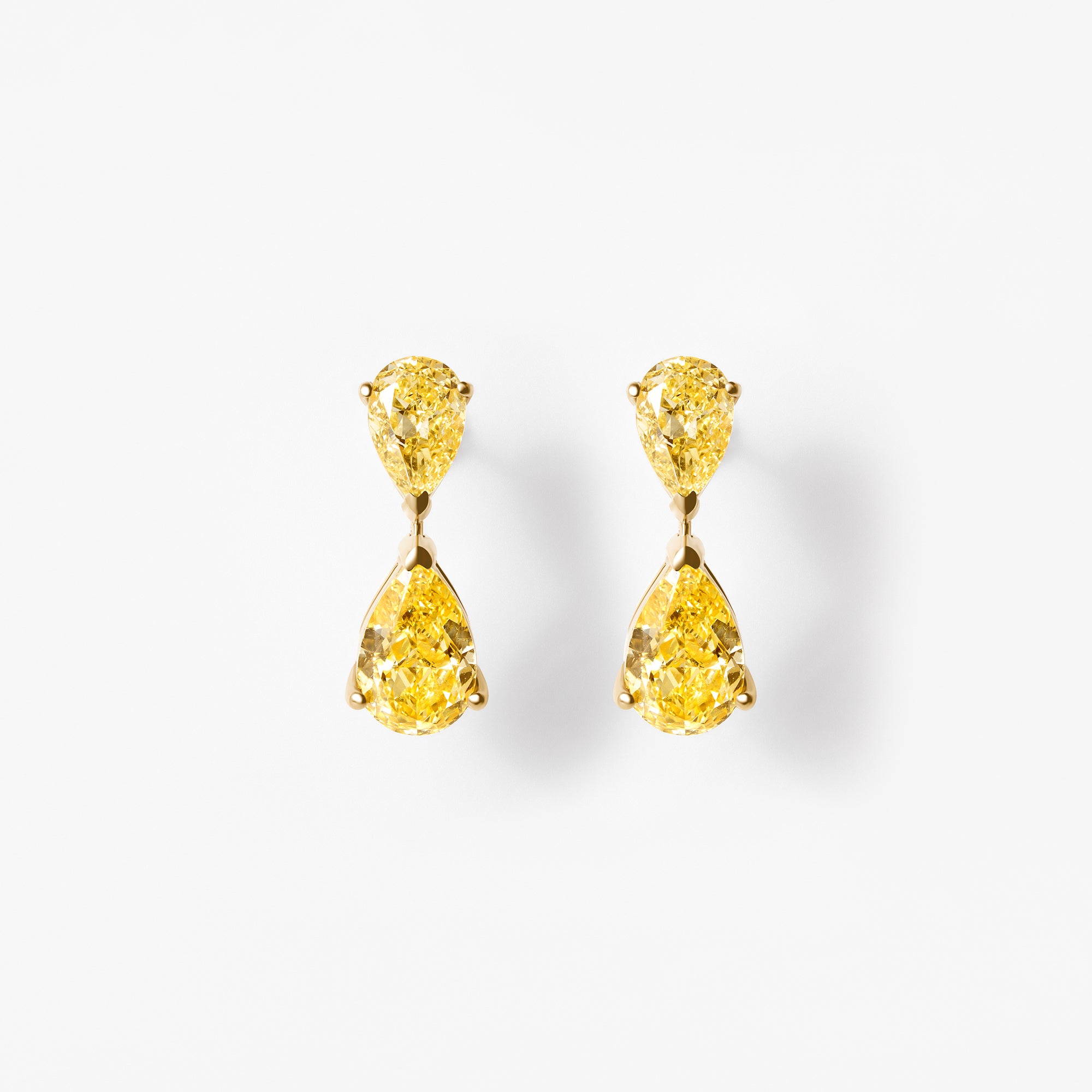 Yellow Pear Diamond Drop Earrings