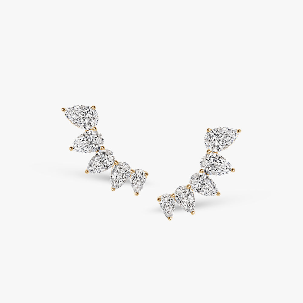 Pear Diamond Crawler Earrings