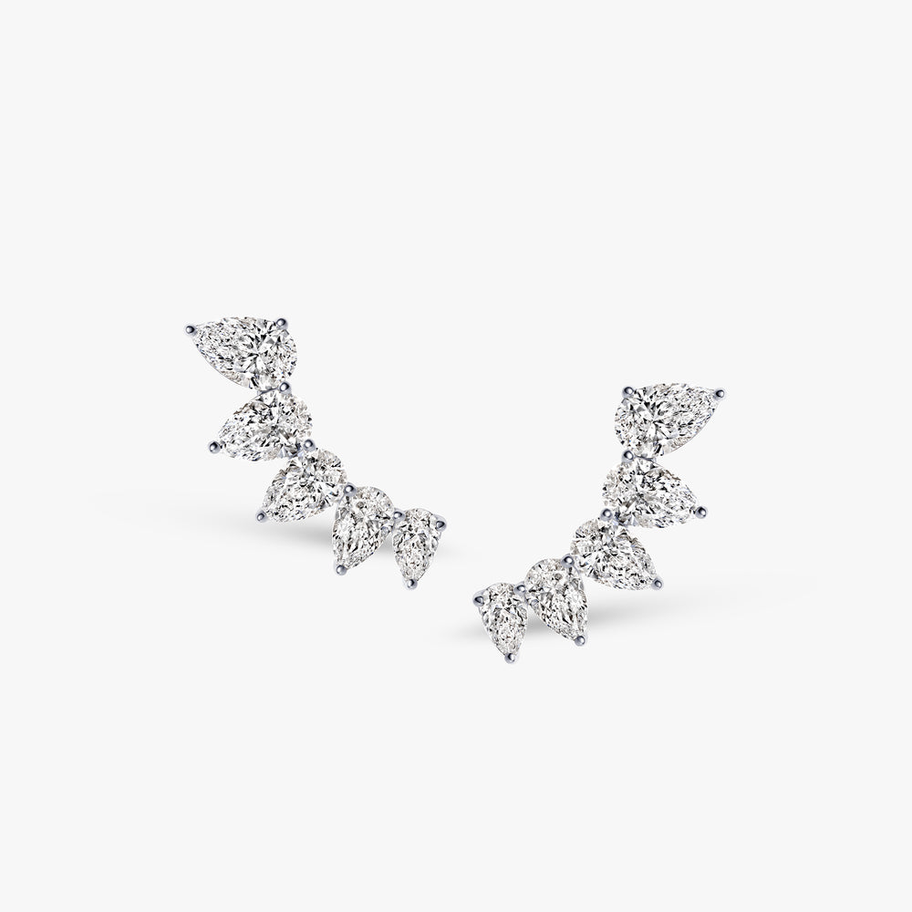 Pear Diamond Crawler Earrings