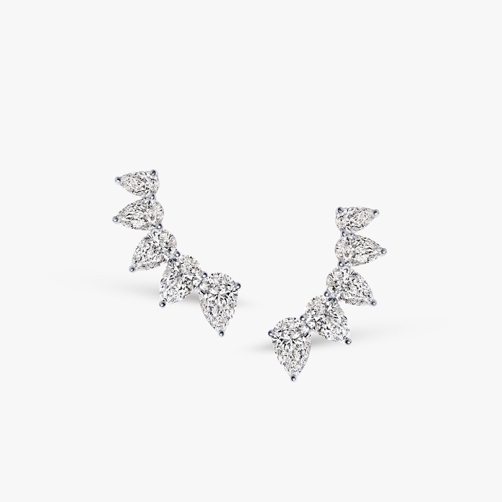 Pear Diamond Crawler Earrings